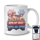 4th Of July, Adorable Independence Day Three Sphynx Cat On Truck Fireworks, Patriotic Group T-Shirt