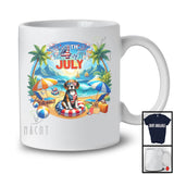 4th Of July, Adorable Summer Vacation Beagle On Beach Lover, Patriotic Family Group T-Shirt