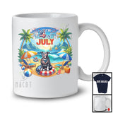 4th Of July, Adorable Summer Vacation Pit Bull On Beach Lover, Patriotic Family Group T-Shirt