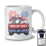 4th Of July, Lovely 4th Of July American Flag Gnomes On Truck, Fireworks Proud Patriotic T-Shirt
