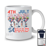 4th of July Squad, Proud American Flag Three Cocktail Glasses, Firework Drinking Drunker Patriotic T-Shirt