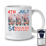 4th of July Squad, Proud American Flag Three Whiskey Glasses, Firework Drinking Drunker Patriotic T-Shirt
