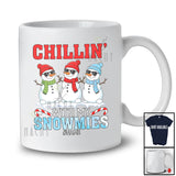 Personalized Custom Name Chillin' With My Snowmies; Lovely Three Snowman Sunglasses; Teacher Family T-Shirt
