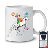 Personalized Custom Name Elf Riding Horse; Awesome Christmas Elf In Space Galaxy T-Shirt