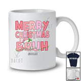 Personalized Custom Name Merry Christmas Bruh; Awesome X-mas Lights Pink Santa Greeting T-Shirt