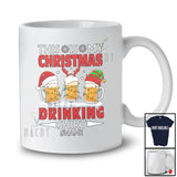 Personalized Custom Name My Christmas Drinking Shirt; Cheerful Three Elf Santa Beer Glasses; Drunker T-Shirt