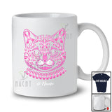 Personalized Custom Name Pink Ribbon Cat Face; Lovely Breast Cancer Awareness Cat Owner T-Shirt