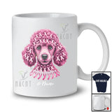 Personalized Custom Name Pink Ribbon Dog Face; Lovely Breast Cancer Awareness Poodle Owner T-Shirt
