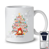 Personalized Custom Name Book Christmas Tree; Adorable Gnome Reading Book; Librarian Teacher T-Shirt