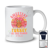 Personalized Custom Name Sweetest Turkey In The Flock; Lovely Thanksgiving Retro Pink; Girl Family T-Shirt