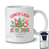 Personalized Custom Name Lunch Lady Christmas Crew; Adorable Gnomes Squad With X-mas Tree T-Shirt