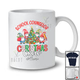 Personalized Custom Name School Counselor Christmas Crew; Adorable Gnomes With X-mas Tree T-Shirt