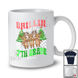 Personalized Custom Name Chillin With 7th Grade; Amusing Christmas 3 Reindeers Students Teacher T-Shirt
