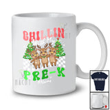 Personalized Custom Name Chillin With Pre-K; Amusing Christmas 3 Reindeers Students Teacher T-Shirt