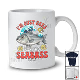 Personalized Custom Name Just Here For The Seabass; Humorous Seafood Boil Party Fishing Food T-Shirt
