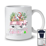 Personalized Custom Name Merry Christmas; Joyful Plaid Chicken On Pink Pickup Truck; Farmer T-Shirt