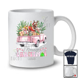 Personalized Custom Name Merry Christmas; Joyful Plaid Donkey On Pink Pickup Truck; Farmer T-Shirt