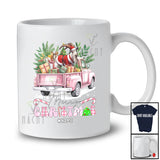 Personalized Custom Name Merry Christmas; Joyful Plaid Goat On Pink Pickup Truck; Farmer T-Shirt