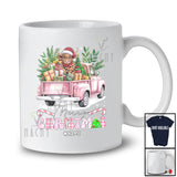 Personalized Custom Name Merry Christmas; Joyful Plaid Highland Cow On Pink Pickup Truck; Farmer T-Shirt