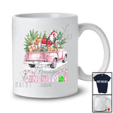 Personalized Custom Name Merry Christmas; Joyful Plaid Horse On Pink Pickup Truck; Farmer T-Shirt