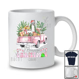 Personalized Custom Name Merry Christmas; Joyful Plaid Llama On Pink Pickup Truck; Farmer T-Shirt