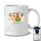 Personalized Custom Name Four Santa Reindeer Chicken Face; Awesome Christmas Farmer Farming T-Shirt