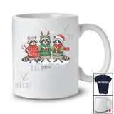 Personalized Custom Name Three Santa Reindeer Raccoon; Humorous Christmas Feral Wild Animal T-Shirt