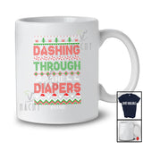 Personalized Custom Name Dashing Through Diapers; Joyful Christmas Sweater Parents Reindeer T-Shirt