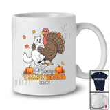 Personalized Custom Name Happy Thanksgiving; Lovely Cat Hugs Turkey Fall; Friends T-Shirt