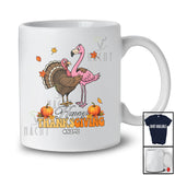 Personalized Custom Name Happy Thanksgiving; Lovely Flamingo Hugs Turkey Fall; Friends T-Shirt