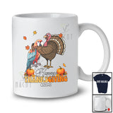 Personalized Custom Name Happy Thanksgiving; Lovely Parrot Hugs Turkey Fall; Friends T-Shirt