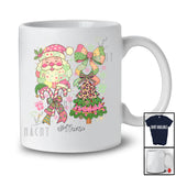 Personalized Custom Name Santa Face Bow Tie X-mas Tree Collection; Lovely Christmas Plaid Family T-Shirt