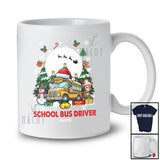 Personalized Custom Name School Bus Driver; Joyful Christmas Reindeer Snowman; Proud Jobs T-Shirt