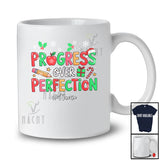 Personalized Custom Name Progress Over Perfection; Humorous Christmas Pencil Santa; Teacher T-Shirt