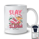 Personalized Custom Name Slay Or Sleigh; Humorous Christmas Pink Gingerbread Sleigh Santa Baker T-Shirt