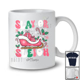 Personalized Custom Name Slay Or Sleigh; Humorous Christmas Pink Sleigh Santa; Family Group T-Shirt