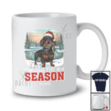 Personalized Custom Name This The Season; Joyful Christmas Santa Dachshund Hunting Hunter T-Shirt