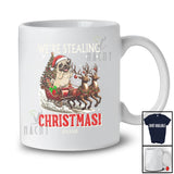 Personalized Custom Name We're Stealing Christmas; Amusing Santa Pug Sleigh Reindeer T-Shirt