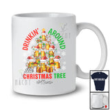 Personalized Custom Name Drinkin' Around The Christmas Tree; Humorous X-mas Beer Drunker T-Shirt