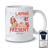 Personalized Custom Name I'm Laying On Your Present; Sarcastic Christmas Adult Dirty Women Santa T-Shirt