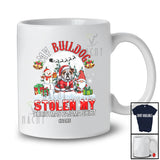 Personalized Custom Name Bulldog Stolen My Christmas Pajama Shirt; Joyful Moon Santa Gnome T-Shirt