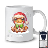 Personalized Custom Name Santa Gingerbread Frog; Amazing Christmas Snowing Animal Lover T-Shirt