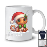Personalized Custom Name Santa Gingerbread Gecko; Amazing Christmas Snowing Animal Lover T-Shirt