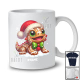 Personalized Custom Name Santa Gingerbread Iguana; Amazing Christmas Snowing Animal Lover T-Shirt