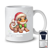 Personalized Custom Name Santa Gingerbread Lizard; Amazing Christmas Snowing Animal Lover T-Shirt