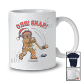 Personalized Custom Name Ohh Snap; Amusing Christmas Gingerbread Playing Hockey Player T-Shirt