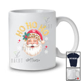 Personalized Custom Name 3Ho; Humorous Christmas Santa Face Leopard Snowing Family T-Shirt