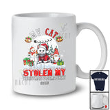 Personalized Custom Name Cat Stolen My Christmas Pajama Shirt; Joyful Moon Santa Gnome T-Shirt