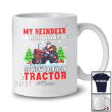 Personalized Custom Name Reindeer Ran Away I Drive A Tractor; Joyful Christmas Santa Driver T-Shirt
