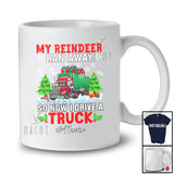 Personalized Custom Name Reindeer Ran Away I Drive A Truck; Joyful Christmas Santa Driver T-Shirt